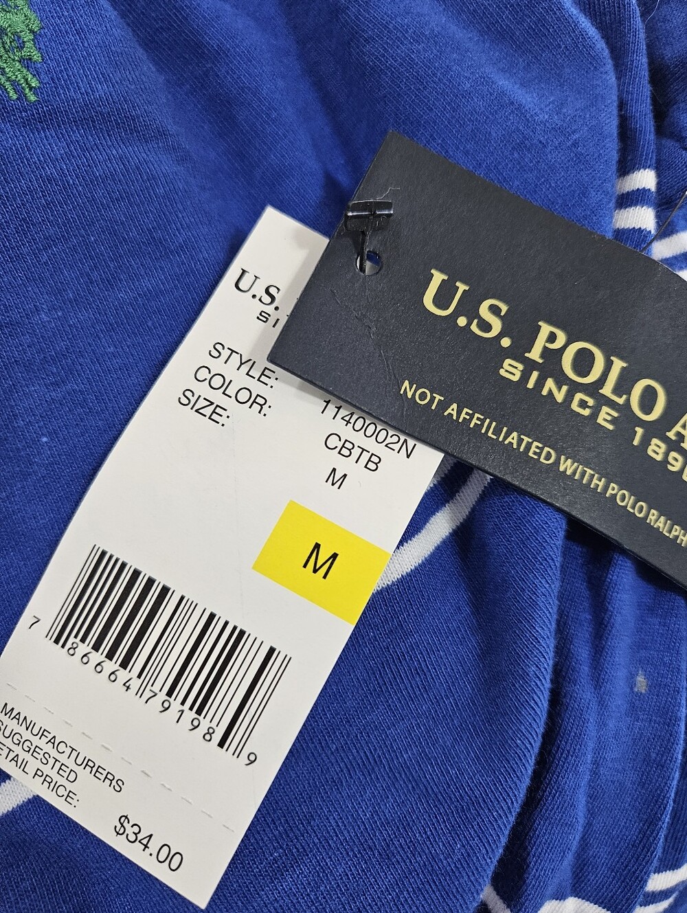 NWT U.S Polo Assn. Stripped V-neck T-shirt Size M - Picture 4 of 5